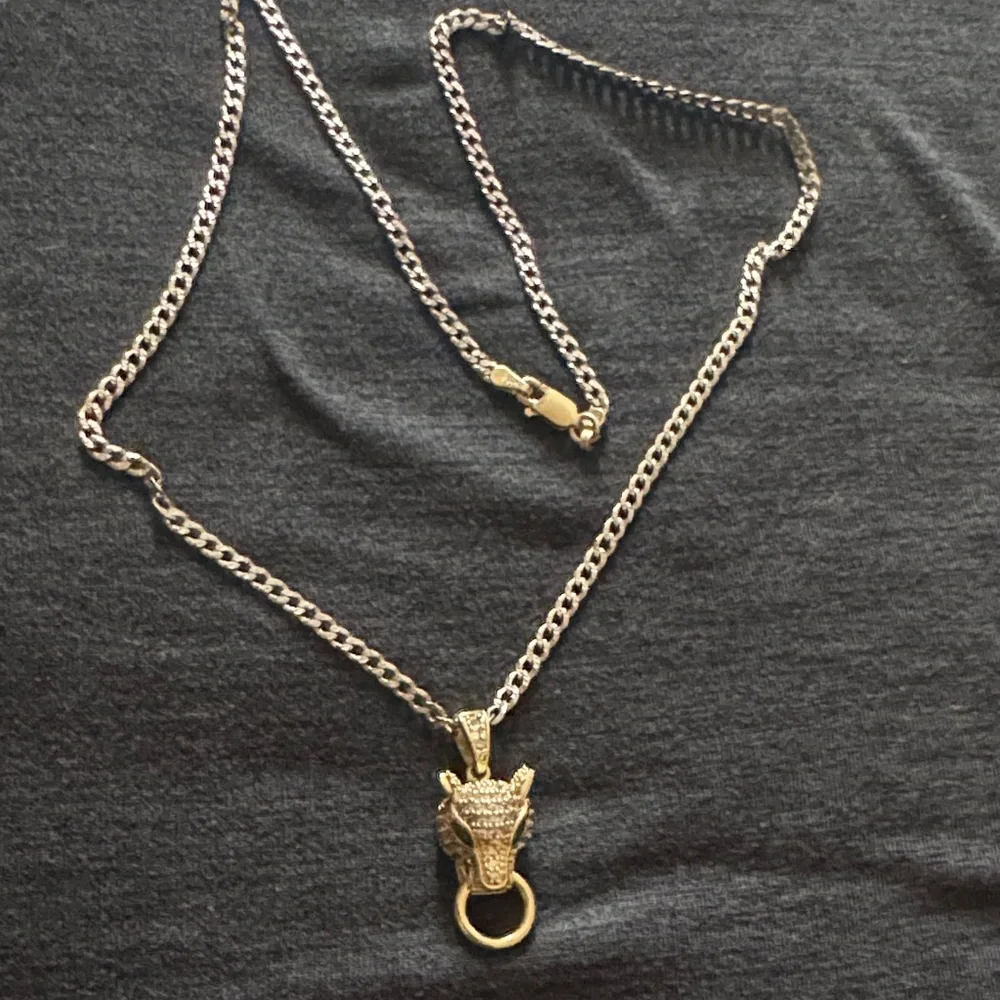 Men's Gold-Tone Leopard Head Pendant Necklace